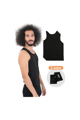 Cnt Erkek Atlet Pamuklu Basic 5'li Premium Paket Siyah Siyah