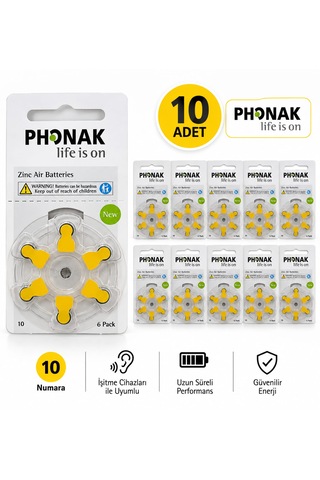 Phonak 10 Numara Cihaz Pili