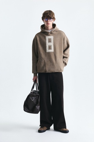 Vamos Numara Baskılı Oversize Sweatshirt Vizon