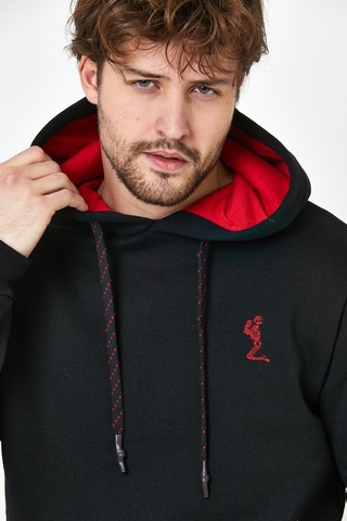 Polostate Erkek İskelet Nakışlı 3 İplik Sweatshirt Siyah
