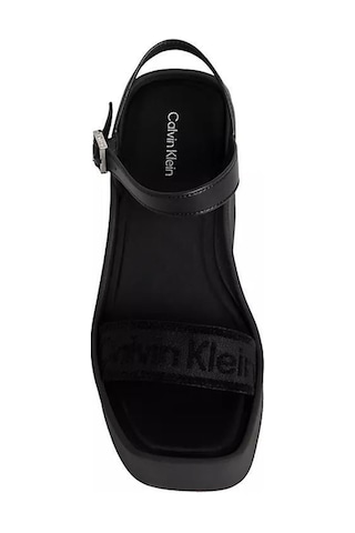 Calvin Klein Kadın Wedge Bantlı Deri Sandalet-14756 Siyah