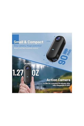Zenvia Mini Wıfı Aksiyon Kamerası 1080p Taşınabilir Vücut Kamerası Giyilebilir Video Kaydedici Siyah Znv2026 Diğer
