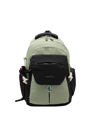 Günlük Sırt Çantası Unisex Çok Bölmeli Okul Çantası 2601 Haki-siyah