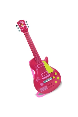 Bontempi Elektronik Pembe Gitar 56cm. Tuşu Telli Ve Askılı