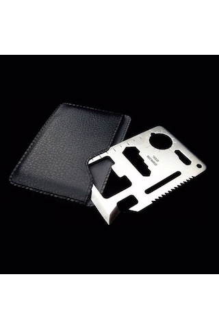 Pratik Kamp Çelik Acil Durum Kartı Survival Kit (11 in 1) Siyah