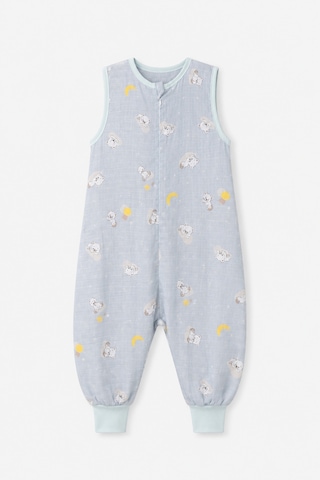 Babyhola Yazlık Müslin Çocuk Uyku Tulumu 1-8 Yaş Unisex Kısa Kollu %100 Pamuk 2703 Mavi