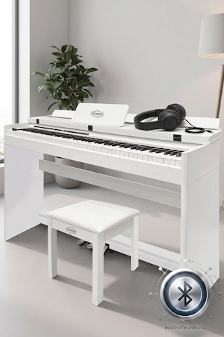 Fransua F490wh Dijital Piyano Beyaz Tus Hassasiyetli Tabure Ve Kulaklık Hediyeli Beyaz - Standlı