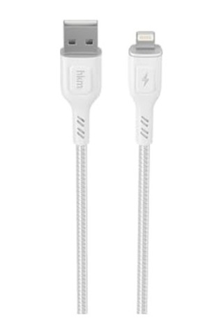 Knıt 2a Çıkış, Usb-a To Lightning Şarj Ve Data Aktarım Kablosu, Örgü Tasarım, 1 Metre, Beyaz