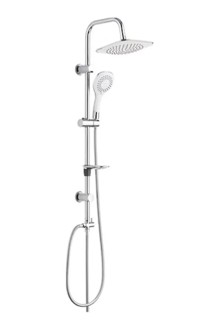 On2 Armatür Lüx Beyaz Yağmurlama Tepe Robot Duş Seti Pirinç Beyaz - Krom