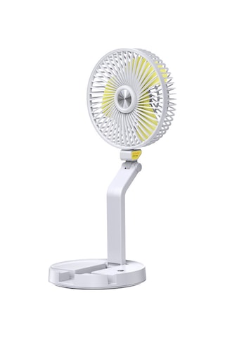 Symbee Beyaz 5200mah Usb Şarjlı Katlanabilir Led Lamba Fanı, 3 Hızlı Rüzgar, Telefon Tutucu, Dikey-yatay Dönebilen Ev/seyahat Fani