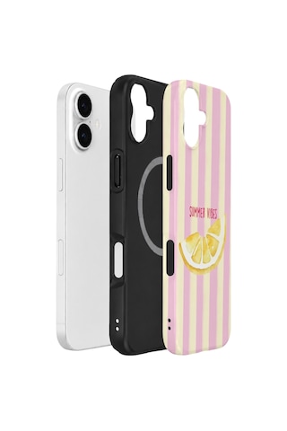 Apple iPhone Uyumlu 17 Vorian Çift Katmanlı Magsafe Kılıf Summer Vibes Lemon