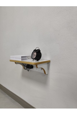Dekoratif Priz Üstü Raf, Tekli Modem Rafı Beyaz