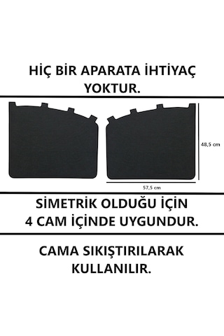 Oto Güneşlik Perde Yan Cam Güneş Önleyici 2 Adet Siyah Keçe