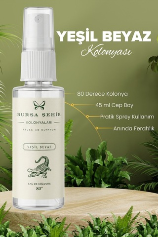 Bursa Şehir Kolonyaları, 5'li Yeşil Beyaz Kolonyası, Mini Kolonya Seti, Parfüm Etkili Kolonya