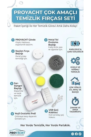 Northcity Şarjlı 5 Başlıklı Otomatik Temizleme Fırçası