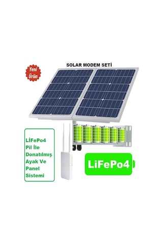 Sim Kartlı Güneş Enerjili Dış Modem Seti Lifepo4 Bataryalı