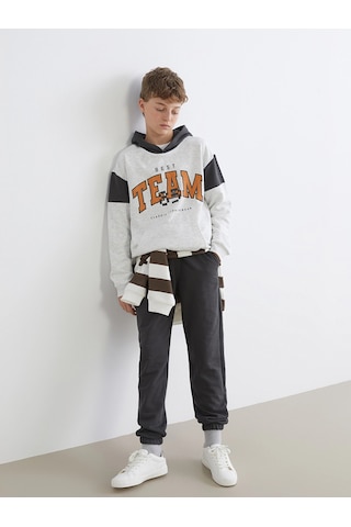 LC Waikiki Lcw Kids Gri Kapüşonlu Erkek Çocuk Eşofman Takım Lıght Grey Melan