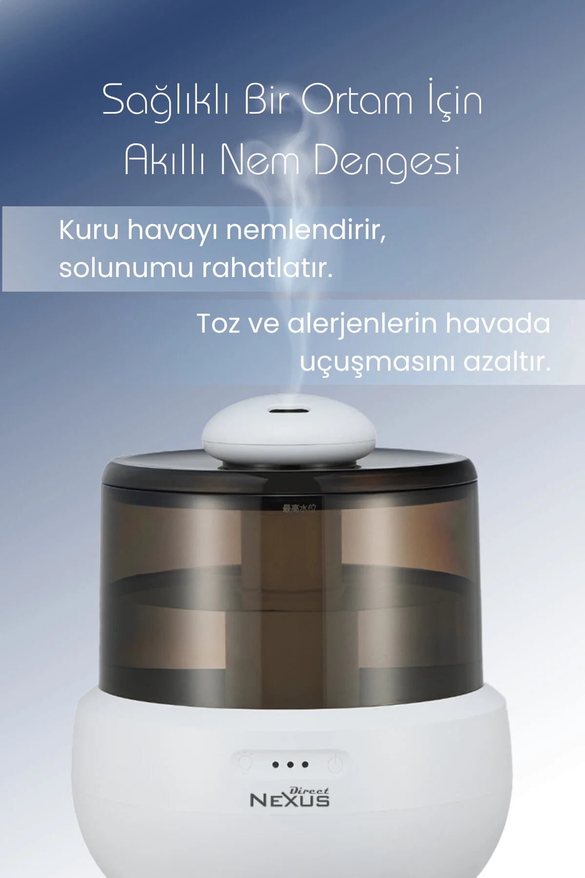 Direct Nexus Ultrasonik Buhar Makinesi Humudifier / Aromaterapi Cihazı Diffüzör 2 Litre Dokunmatik Ekran