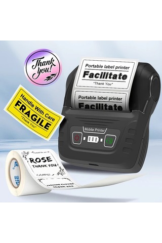 Honeybeeshop Sinmark Sk58 Taşınabilir Etiket Yazıcı Siyah Ofis Ev İşletme Adres İçin 4030 Kağıt Rulosu
