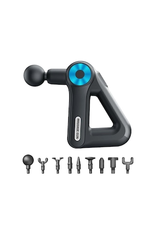 12 Farklı Başlıklı Profesyonel Masaj Tabancası - Kas Gevşetici Ve Yorgunluk Giderici Masaj Aleti 4741 Açık Mavi