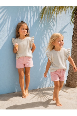 Baby Lory Kids Store Fırfır Kol Detaylı T-shirt Ekru