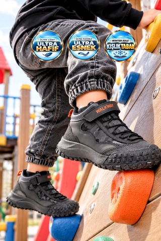 Walkway Füme-turuncu Cırt Bantlı Kauçuk Tabanlı Erkek Çocuk Sneaker Bot Nexo 2280