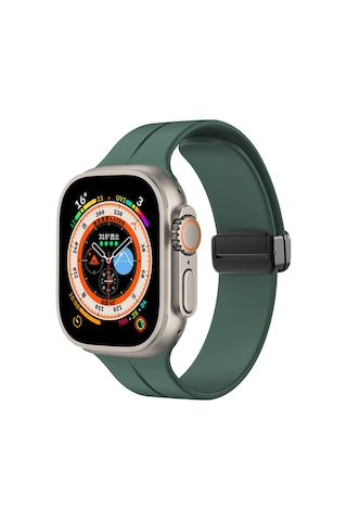Apple Watch Ultra 49mm Uyumlu Kordon Silikon Metal Mıknatıslı Toka Zore Krd-84 Kayış