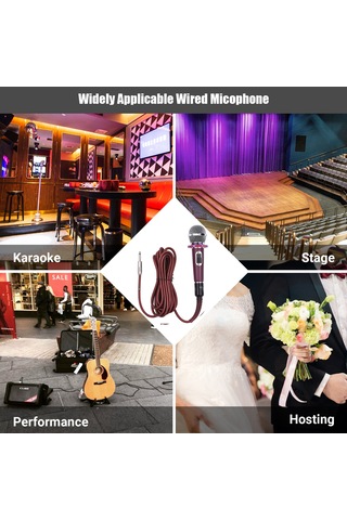 Neevoyu Kırmızı El Tipi Dinamik Kondansatör Mikrofonu - 4.5m Kablolu, 6.35mm Plug, Karaoke/konser/söyleşi İçin Yüksek Hassasiyetli Ses Alımı