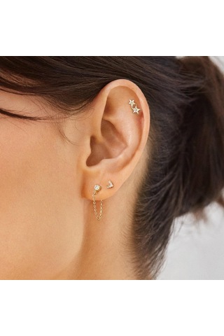 Kangvka 14k Altın Kaplama Zirkon Taşlı Kadın Küpe Seti - 3 Çift Çeşitli Stiller Loop Ve Stud - Günlük/formal Günlük Kullanıma Uygun Gold