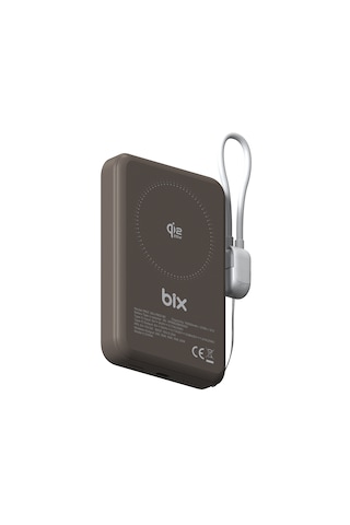 Bix Pb121 Qi2.2 Sertifikalı 25w Kablosuz Magsafe 10000mah Ultra Korumalı Powerbank Dahili Usb-c Kablolu Kahverengi
