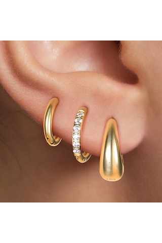 Vkemall Kadınlar İçin 14k Altın Kaplama Zirkon Taşlı 3'lü Set: Dairesel Ve Tek Pırlanta Stilleri, Gündelik & Resmi Özel Durumlar İçin Zenginliğini Yansıtan Kolaylık Gold