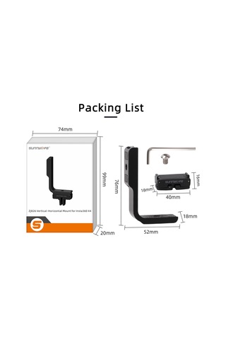 Hombey Sunnylife Insta360 X4 İçin Dikey-yatay Çekim Dönüştürücü L Tipi Braket Manyetik Adaptörlü Genişletme Aksesuarı X4-zj826