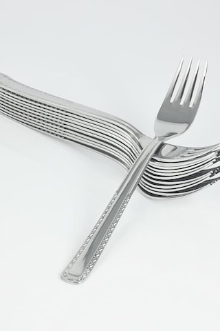 Paslanmaz Çelik Rostfrei Yemek Çatalı Takımı 12'Li Gri