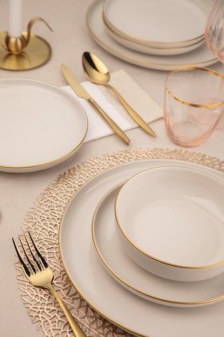 Kütahya Porselen Moderna Yemek Takımı Altın File 24 parça 6 Kişilik