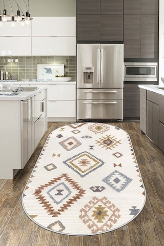 West Home Dijital Baskı Yıkanabilir Kaymaz Taban Leke Tutmaz Oval Mutfak Halısı Salon Halısı Ve Yolluk Wh 541 Multy Oval