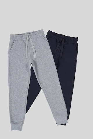 Mmetalic Kalın Pamuklu Beli Ve Paçası Lastikli Cepli 2'li Erkek Çocuk Eşofman Altı Gri - Lacivert