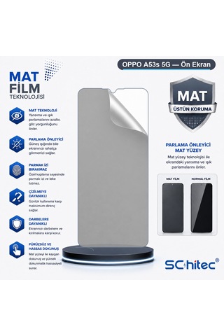 Schitec Oppo A53s 5g Uyumlu Ön Yüzey Mat Hidrojel Ekran Koruyucu 03709073