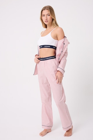 Lespadon Marısılk Seastrıpe Premium Dokuma Uzun Kollu Uzun Pantolonlu Kadın Pijama & Lounge Takımı-3188 Altın