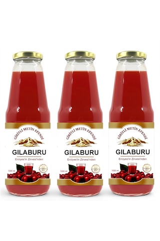 Gilaburu Meyve Pulplu İçecek 3 X 1000 Ml Özel Cam Şişe Katkısız Giritli Metin Efendi