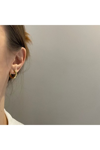 Küçük Çelik Gold Düz Halka Küpe