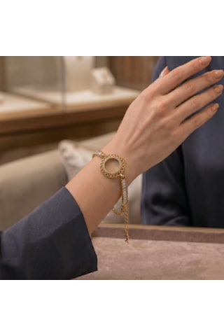 Lale Desenli C Eyreklik Takılabilir Imitasyon Bileklik Gold