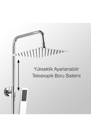 Fause Teleskopik Kolonlu Tepe Duş Seti Pirinç El Başlık Kds102-2 Krom