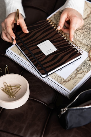 A5 Spiralli Süresiz Planlayıcı Ajanda Kahverengi Zebra Kahverengi Zebra