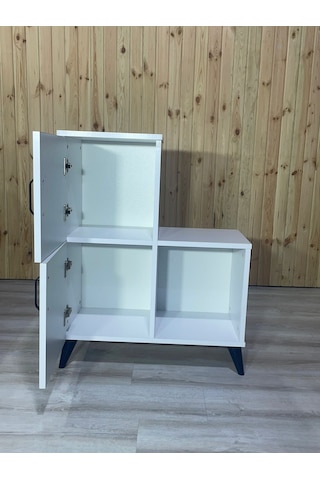 Beyaz 2 Kapaklı Açık Raflı Banyo Dolabı Beyaz