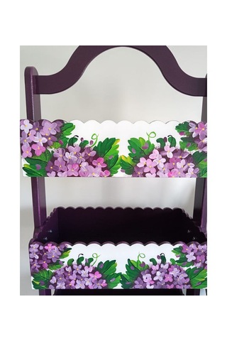 El Boyaması Ahşap Sebzelik Üç Raflı Karışık Renkler