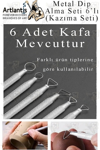 Tel Dip Alma Seti 6 Lı 13 Cm 1 Paket Kazıma Seti Paslanmaz Çelik Rötüş Modelaj Kil Heykel Çömlek Yapma Çubuğu Sanatsal