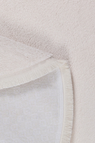 Vl Comfort Düz Saçaklı Peluş Halı Ekru Ekru Daire Düz Saçak