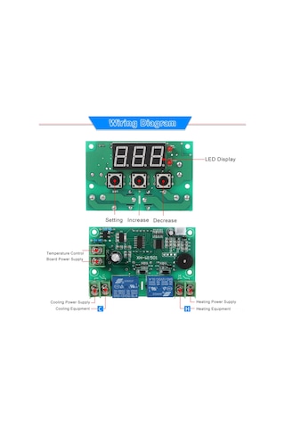 Ayarlanabilir Otomatik Anahtar Termostat 12v Sıcaklık Kontrol Cihazı 2 Kanal Röle Çıkışı Yüksek/düşük Sıcaklık Alarmı