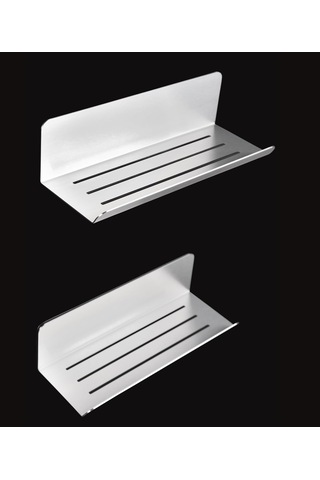 Deltahome Paslanmaz Çelik 2 Adet 24cm Duş Rafı Yapışkanlı Kolay Montaj / Paslanmaz Çelik 304 Kalite - Inox Çok Renkli
