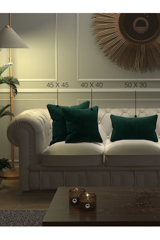 Br Yakamoz Zümrüt Yeşili Kırlent , Yastık Kılıfı Kadife Görünümlü Velvet Touch Serisi Zümrüt Yeşil